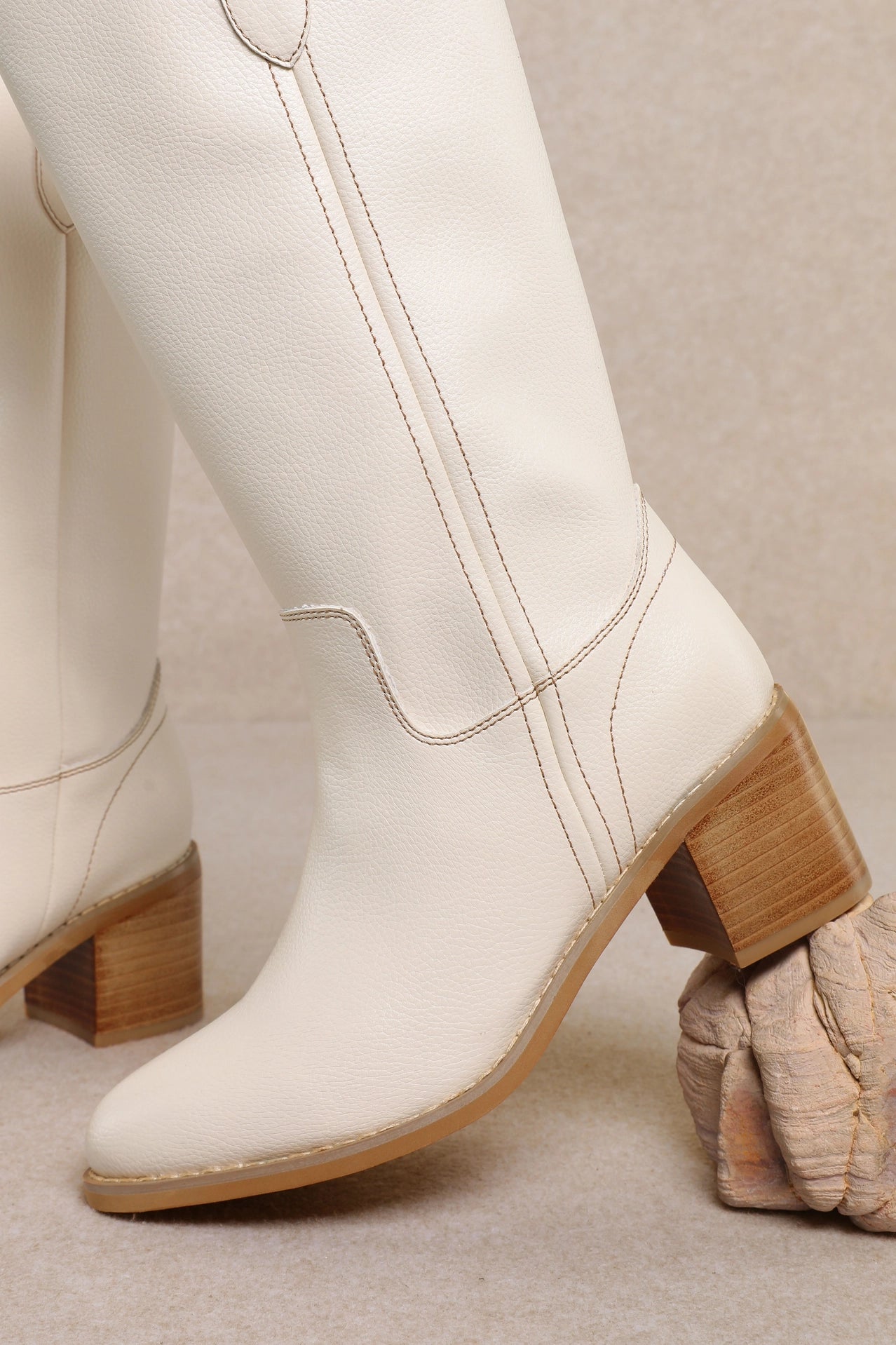 Zoe Mid-Calf Boots Ivory