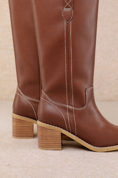 Zoe Mid-Calf Boots Chocolate - Clothe Boutique