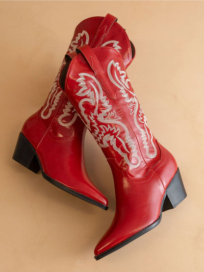 Amaya Cherry Western Boots - Clothe Boutique