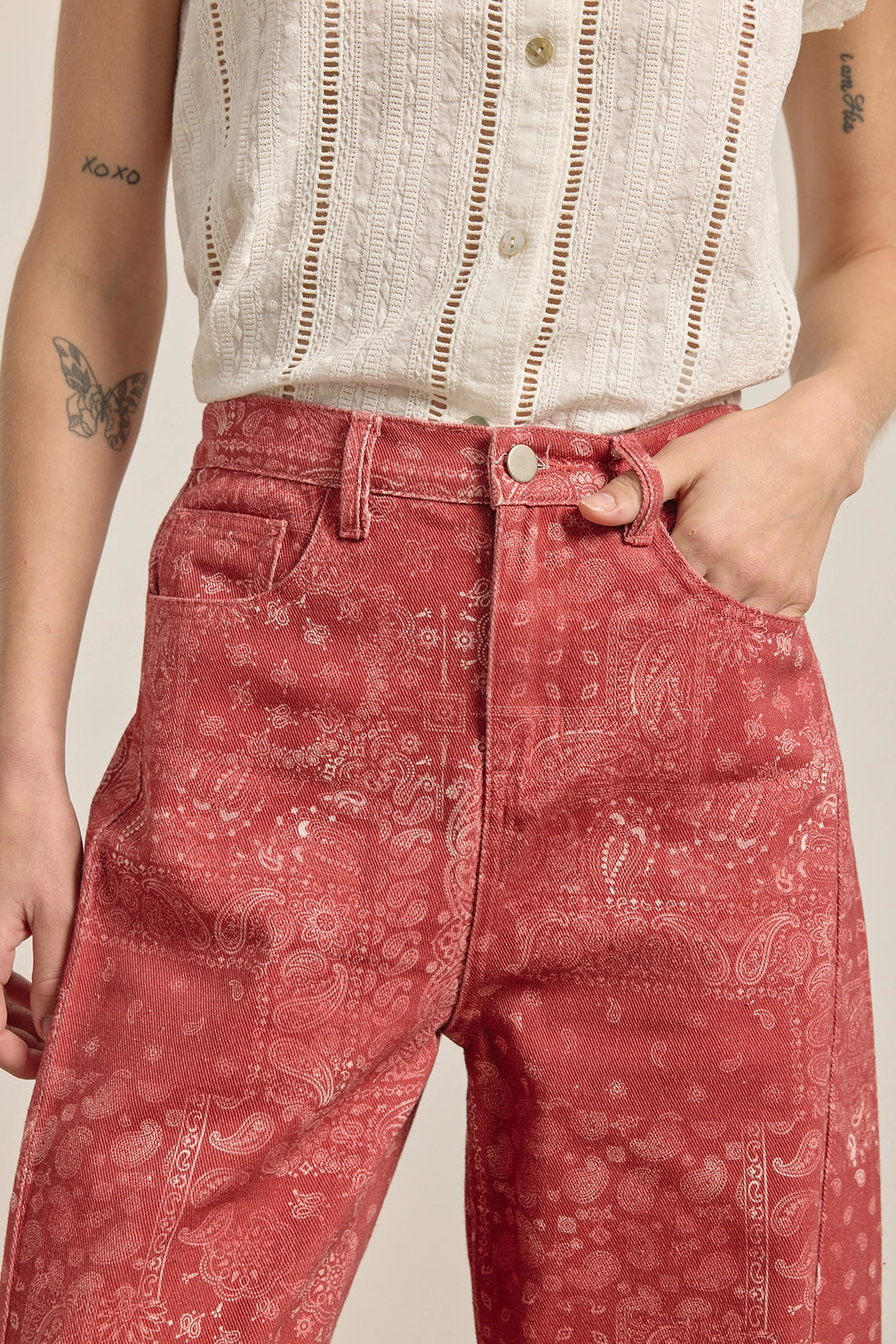 Washed Bandana Print Pants