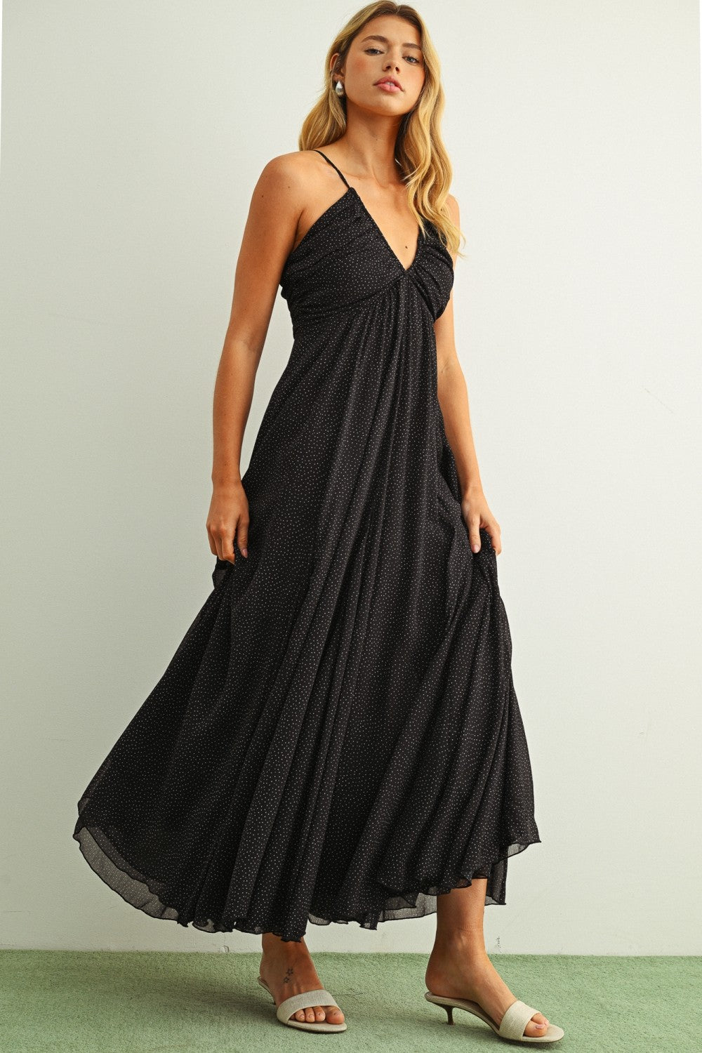 Navy Chiffon Dottie Maxi Dress