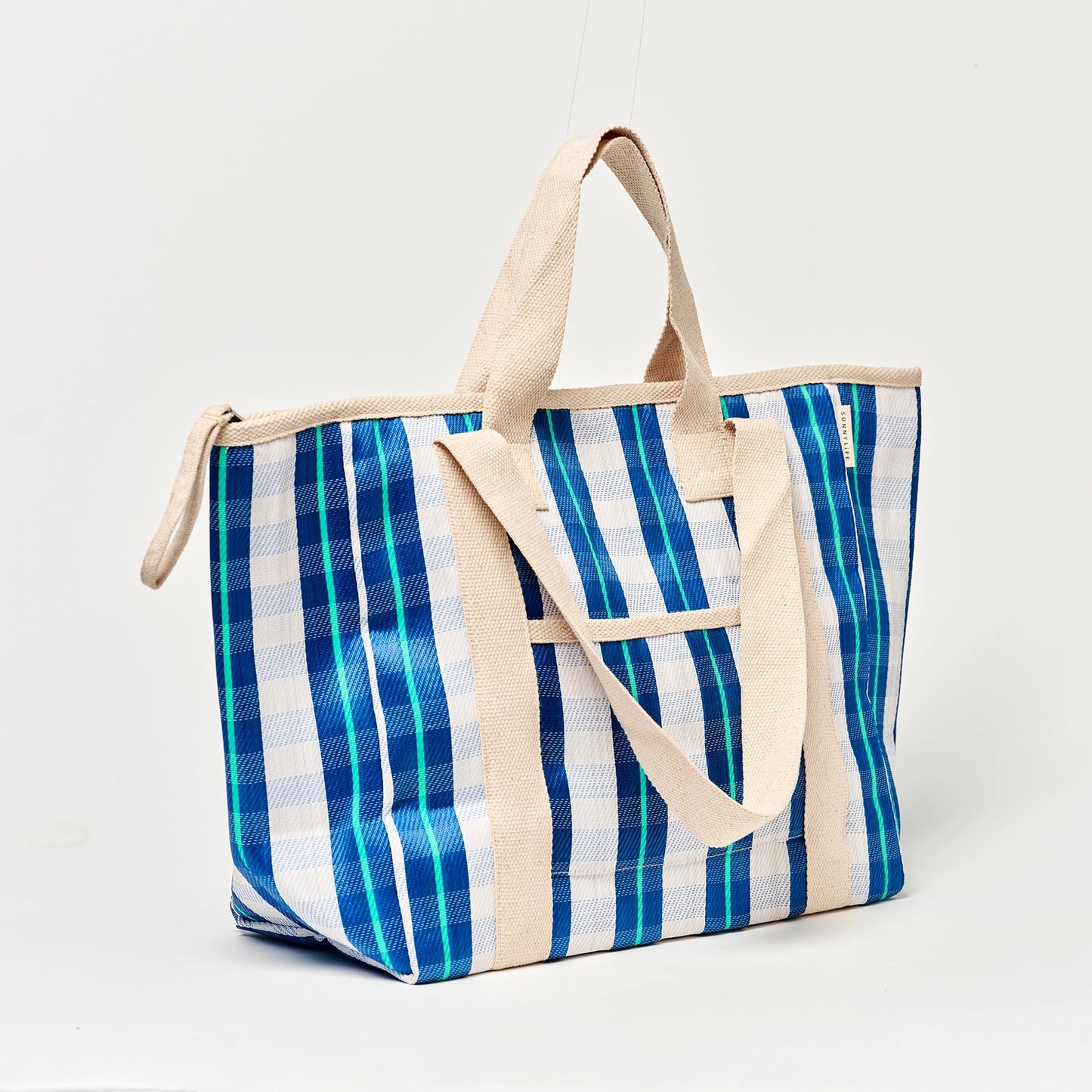 Nylon Cooler Tote La Mer Blue Neon