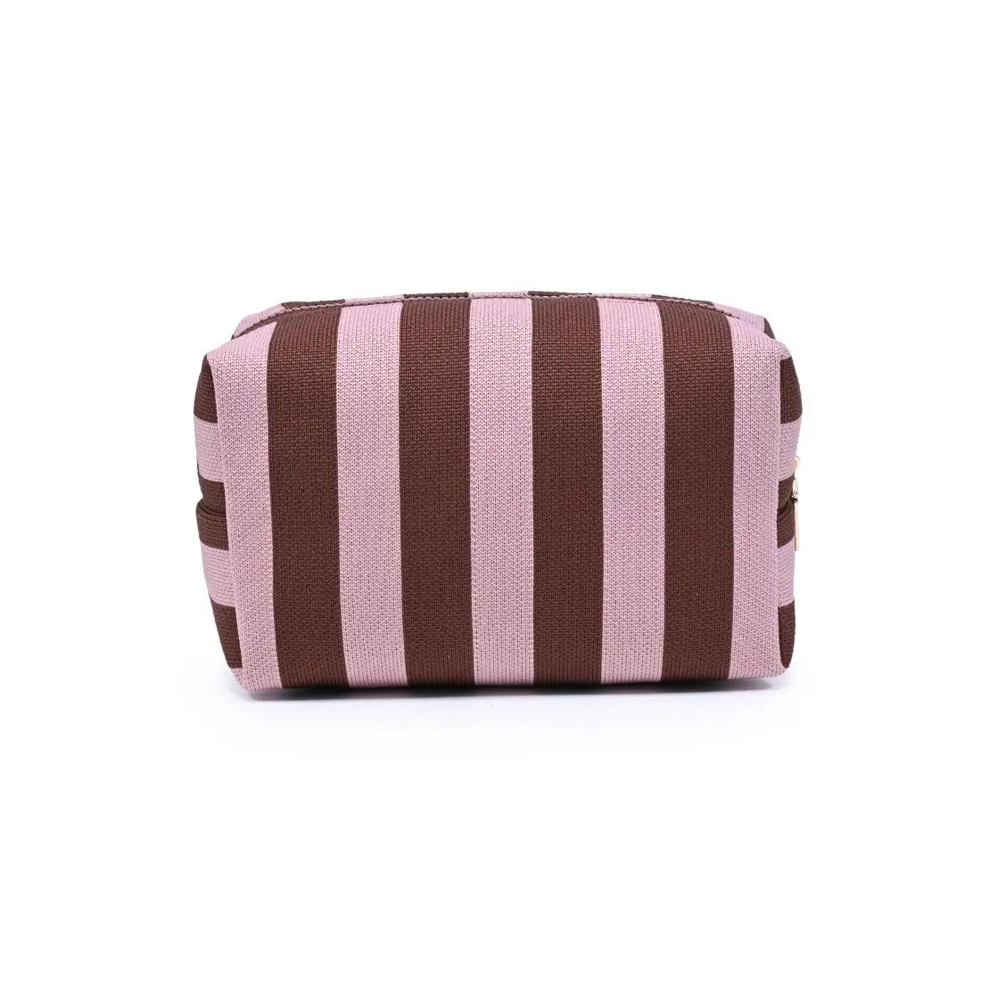 Stripe Cosmetic Pouch Pink/Brown