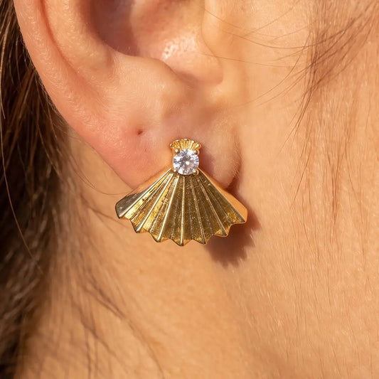 Pleated Fan Studs