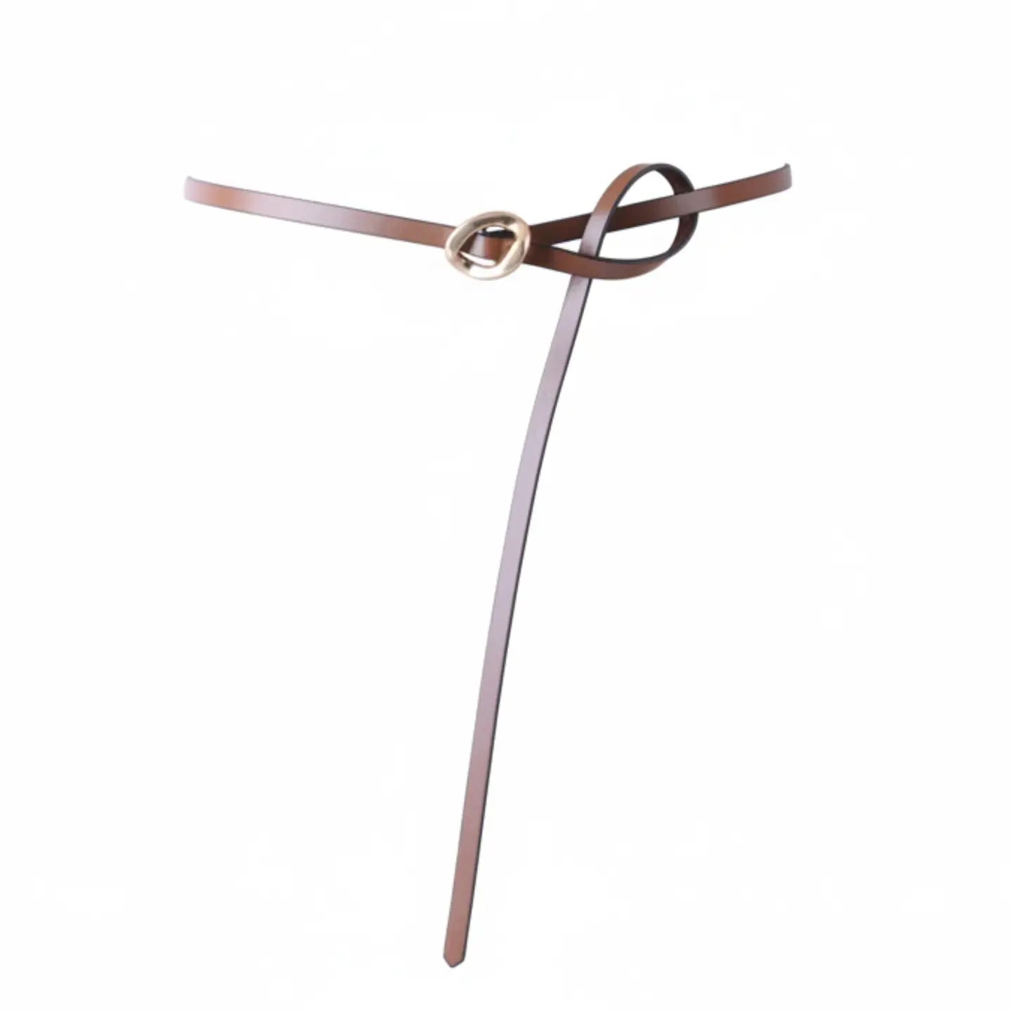 Genuine Leather Skinny Belt Tan