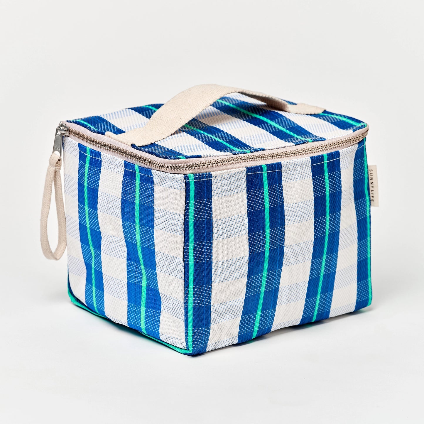 Nylon Lunch Cooler Bag La Mer Blue Neon