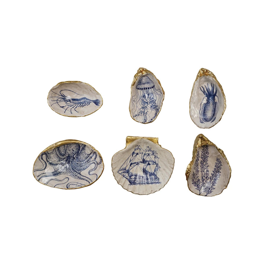 Shell Shaped Dish W/ Sea Image