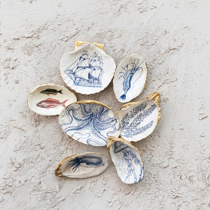 Shell Shaped Dish W/ Sea Image