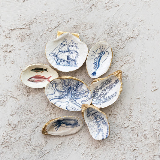 Shell Shaped Dish W/ Sea Image