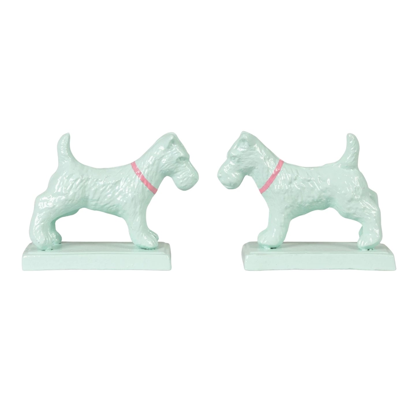 Teal Dog Bookends W/ Pink Collar (Set of 2) - Clothe Boutique