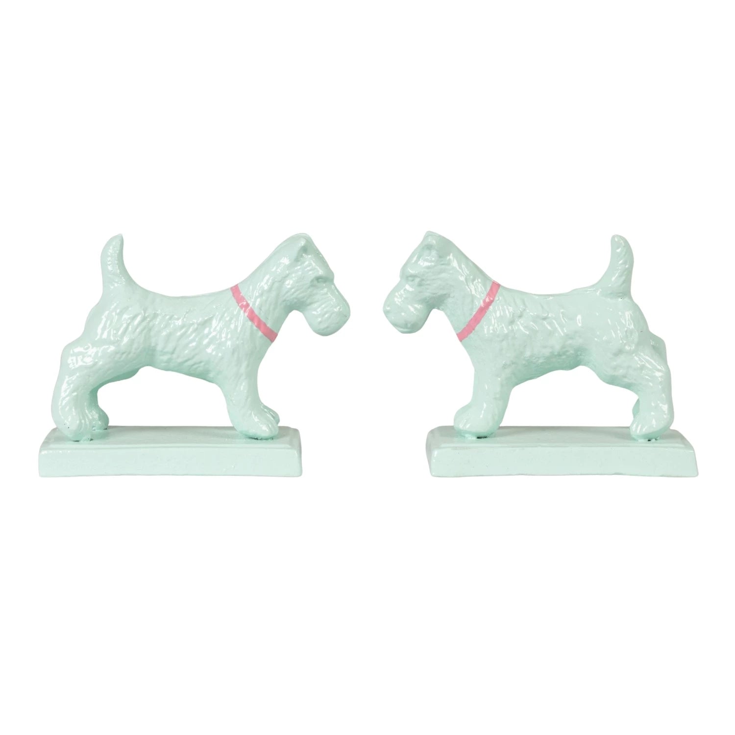 Teal Dog Bookends W/ Pink Collar (Set of 2) - Clothe Boutique