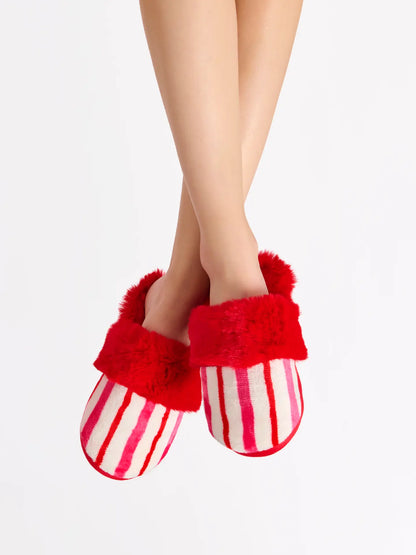 Red Stripe Slippers - Clothe Boutique
