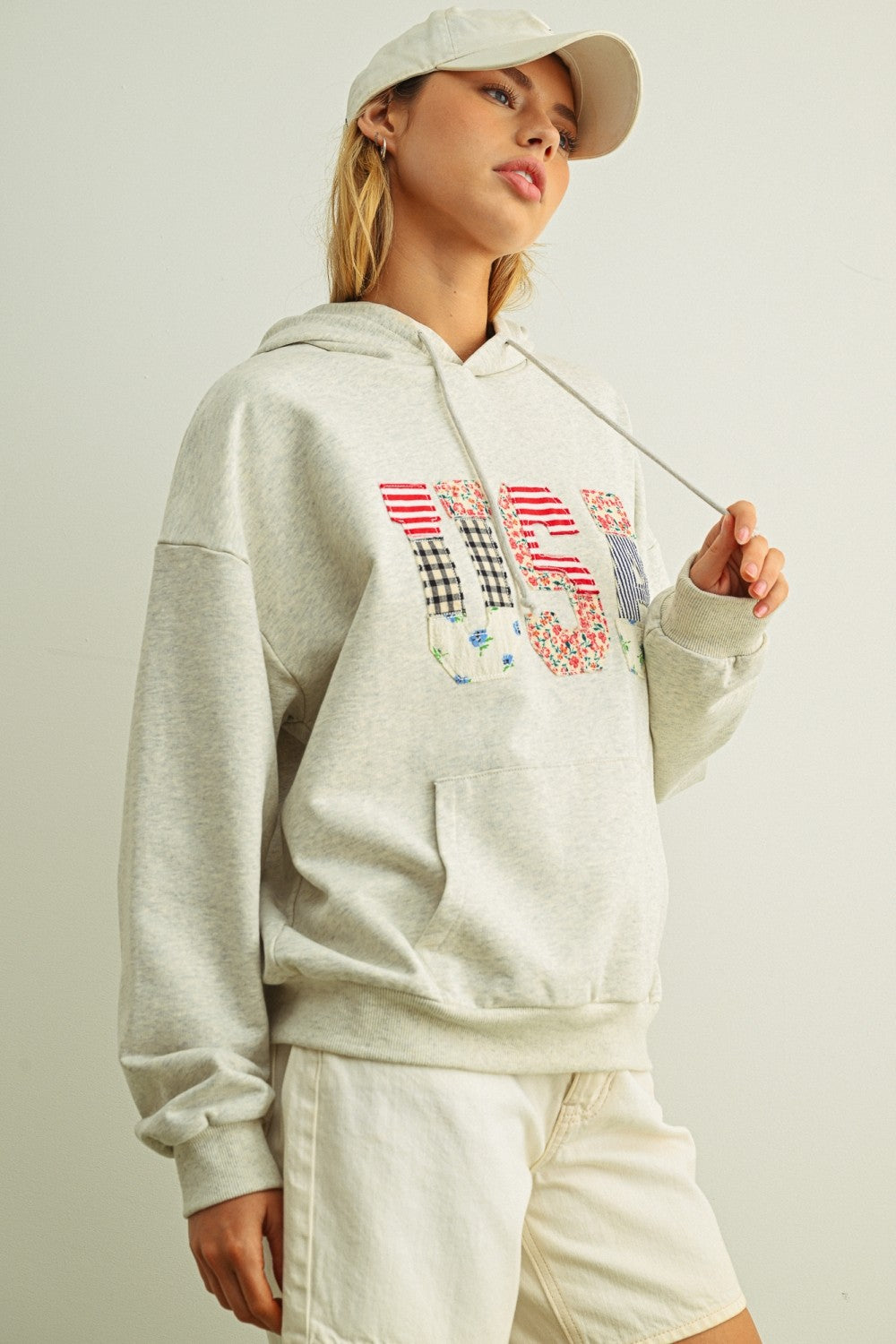 USA Floral Patchwork Hoodie