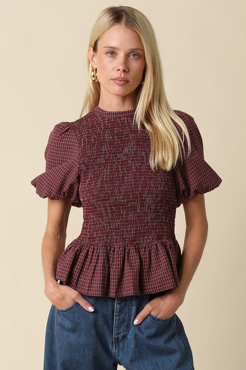 Maggie Plaid Babydoll Blouse
