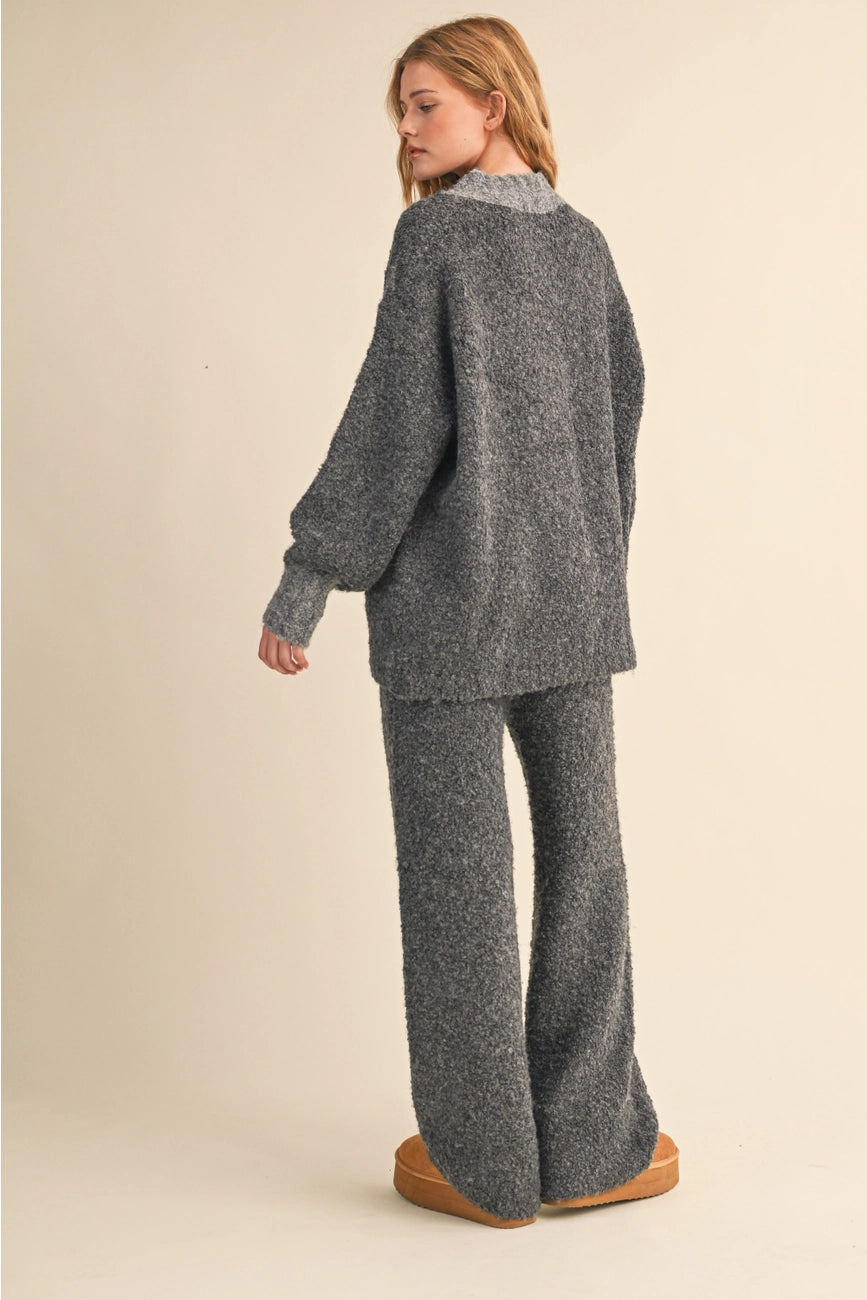 Charcoal Fuzzy Lounge Pants Set of 2