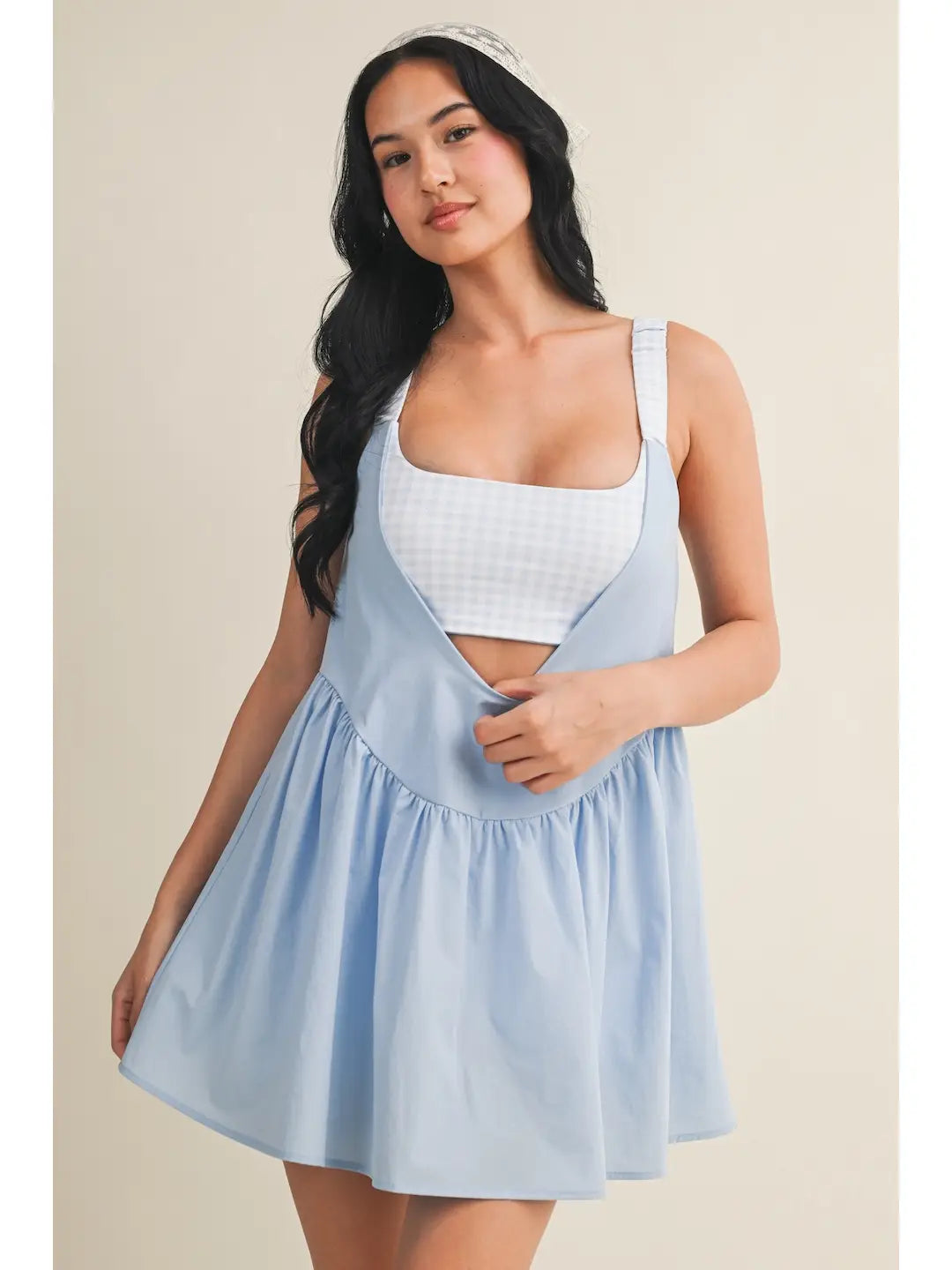 Gingham Layered Play Dress Blue