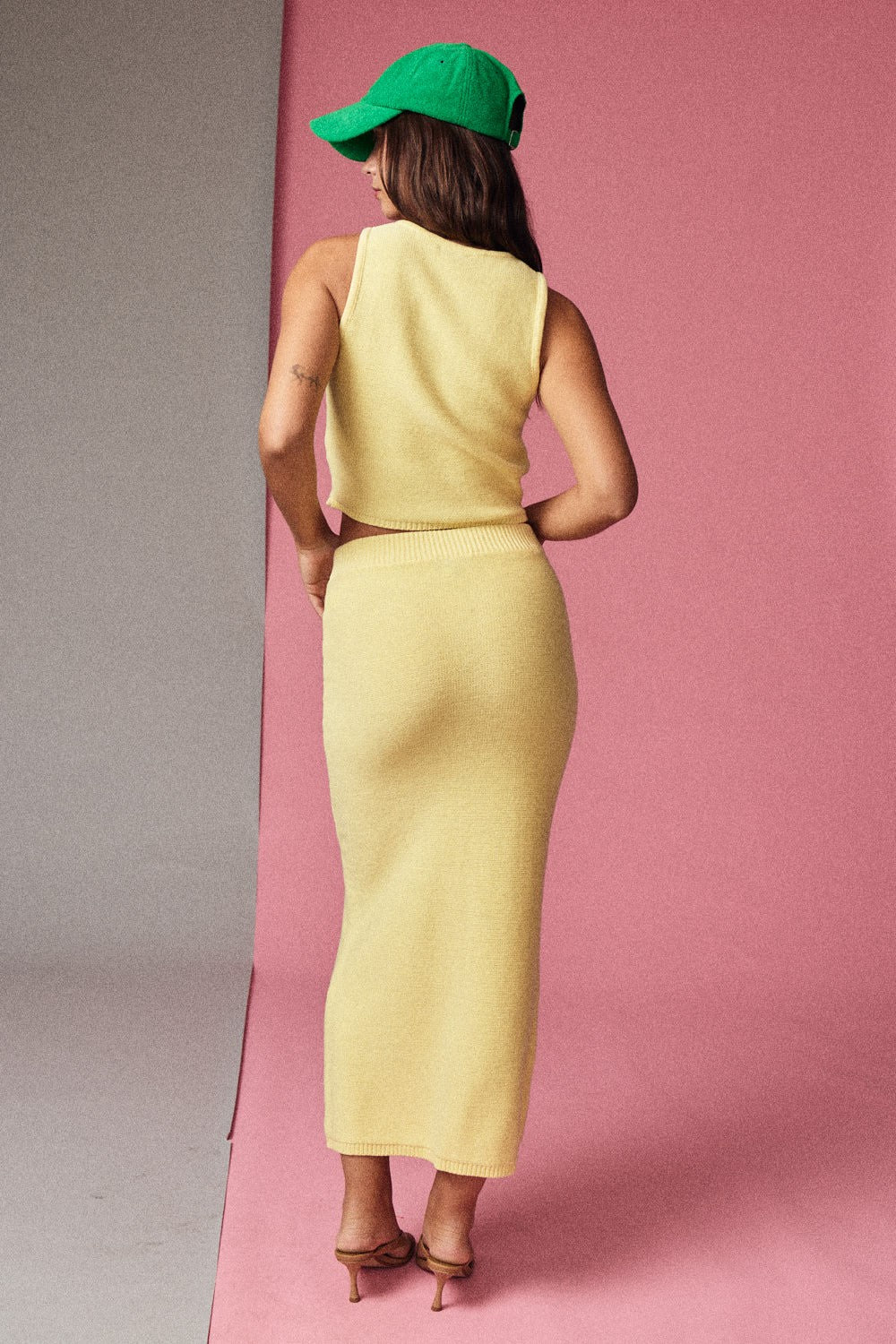 Ribbed Knit Tank & Skirt Set Of 2 Yellow - Clothe Boutique