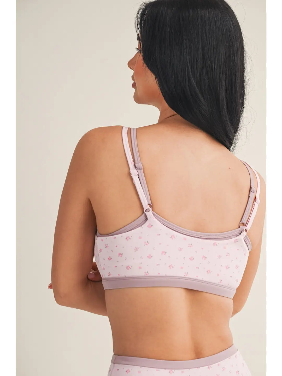 Ditsy Floral Layered Sports Bra Pink
