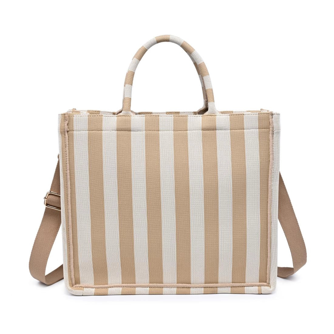 Iona Stripe Handbag Tan/White - Clothe Boutique