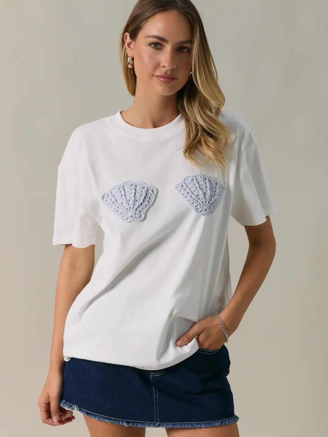 Crochet Sea Shell Bra T-shirt