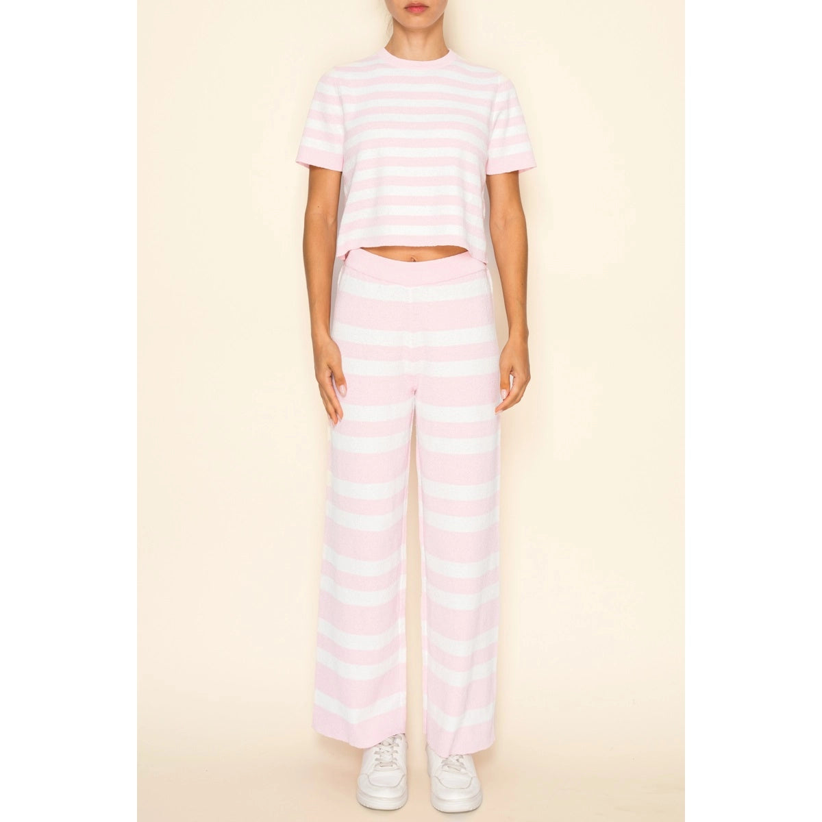 Eli Stripe Knit Top & Pants Set of 2 Pink - Clothe Boutique