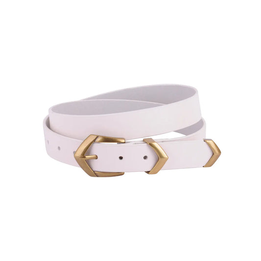 Chevron Buckle Belt White