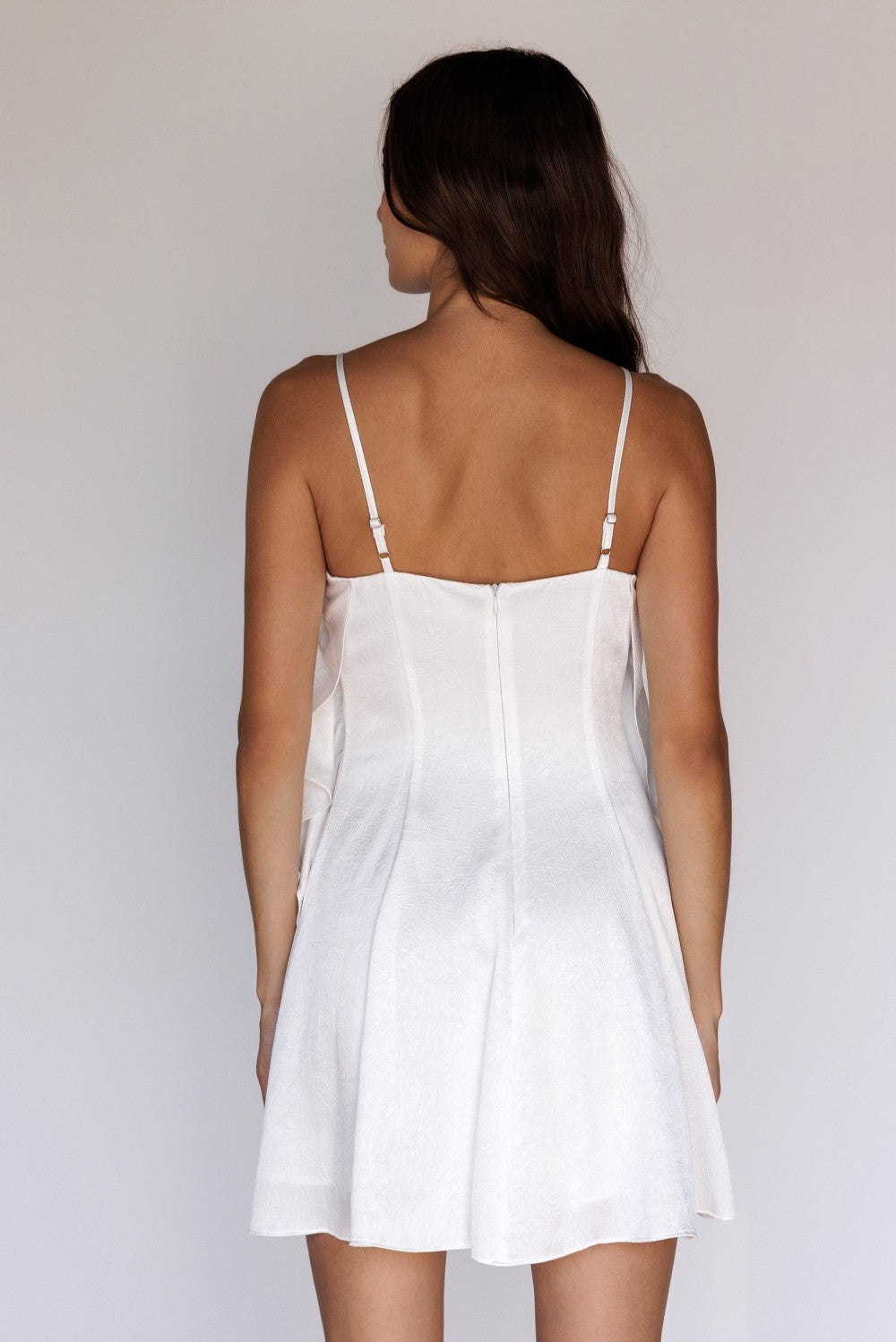 Ruffled Mini Dress W/ Bow White - Clothe Boutique