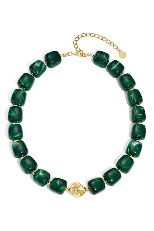 Chunky Beaded Necklace Green