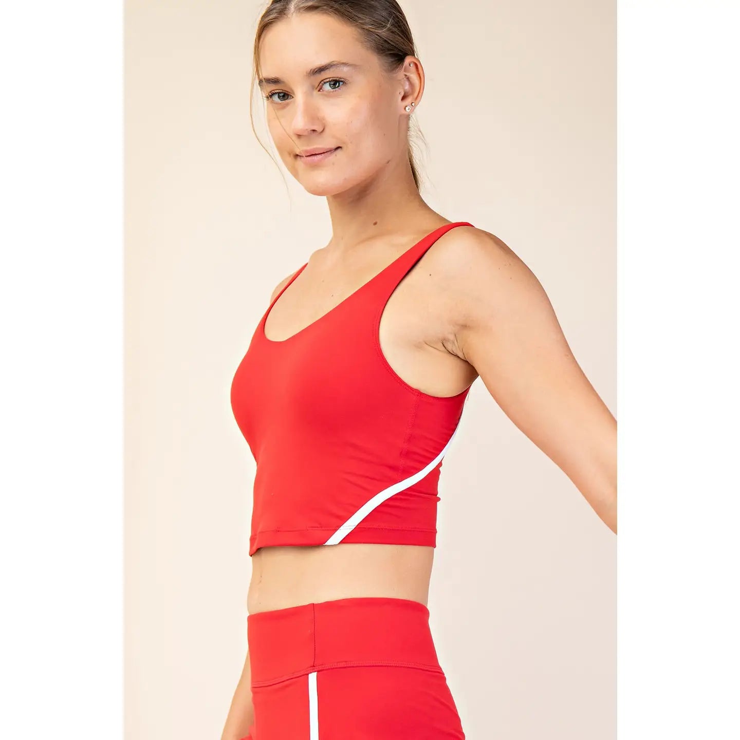 Red Piping Sports Bra