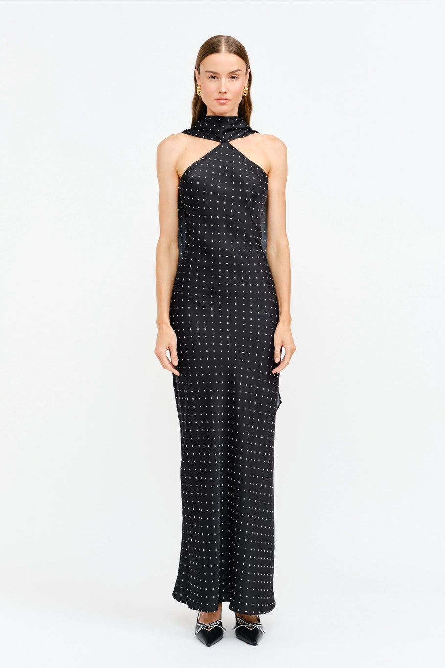 Magdalena Polka Dot Halter Maxi