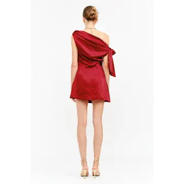Red Off Shoulder Bow Mini Dress