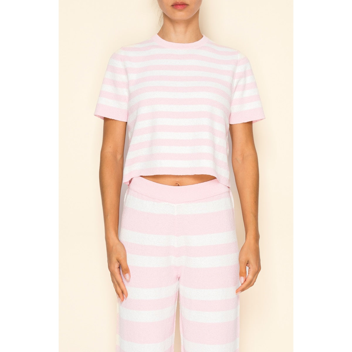 Eli Stripe Knit Top & Pants Set of 2 Pink - Clothe Boutique