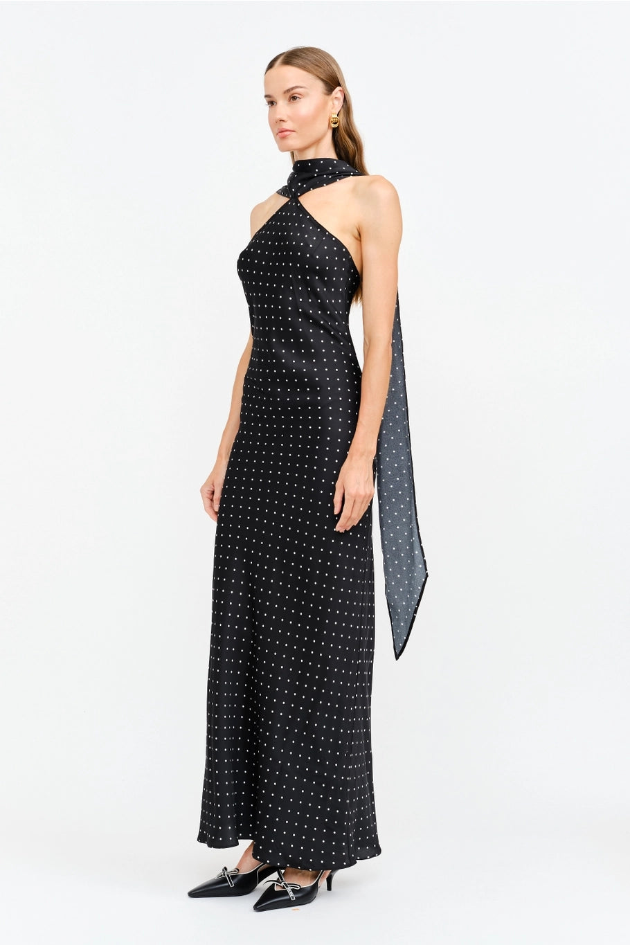 Magdalena Polka Dot Halter Maxi