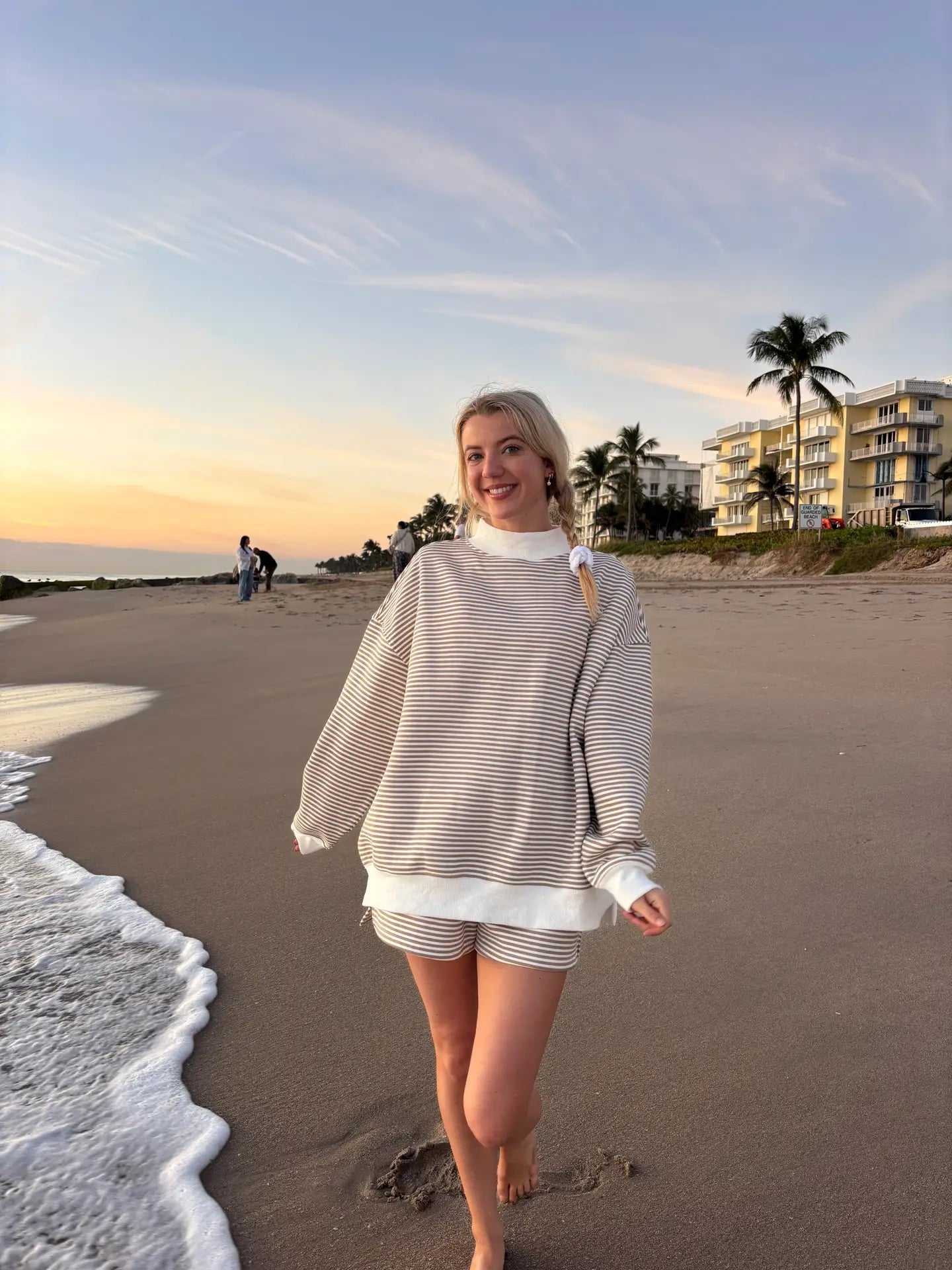 Brown/White Stripe Mock Neck Pullover
