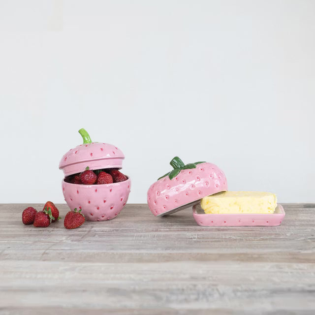 Ceramic Strawberry Butter Dish