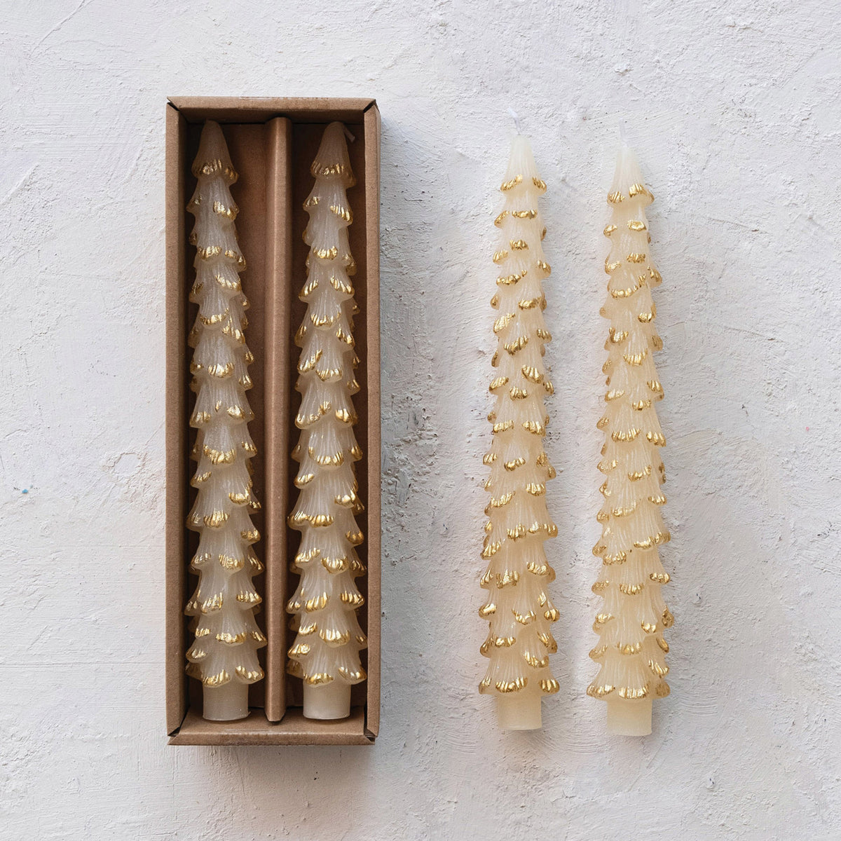 Tree Shaped Taper Candles Set of 2
