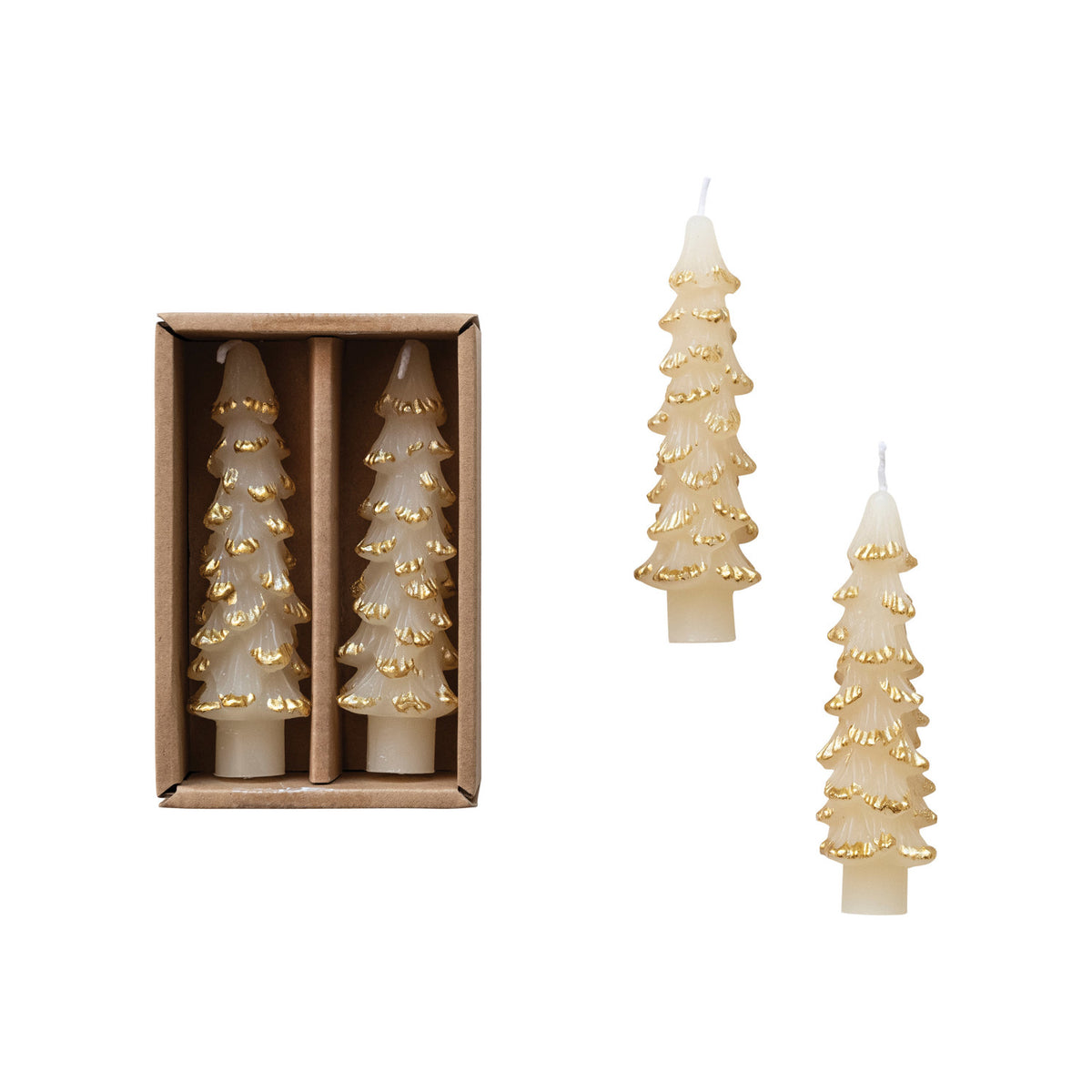 Tree Shaped Small Taper Candles Set of 2
