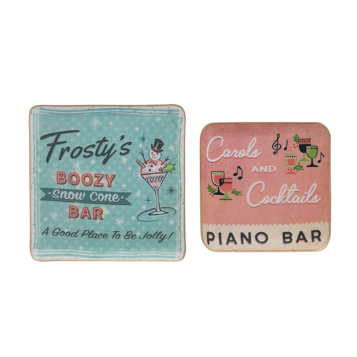 Holiday Metal Tray Set of 2
