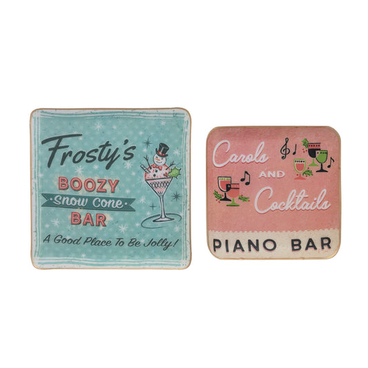 Holiday Metal Tray Set of 2