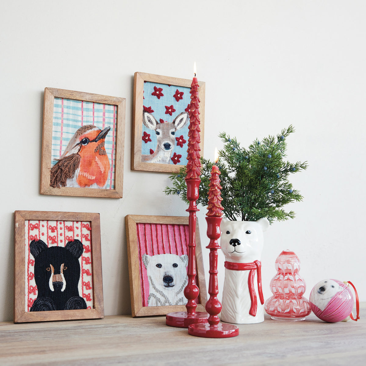 Holiday Animal Wood Framed Wall Decor