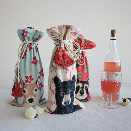 Holiday Animal Wine Bag