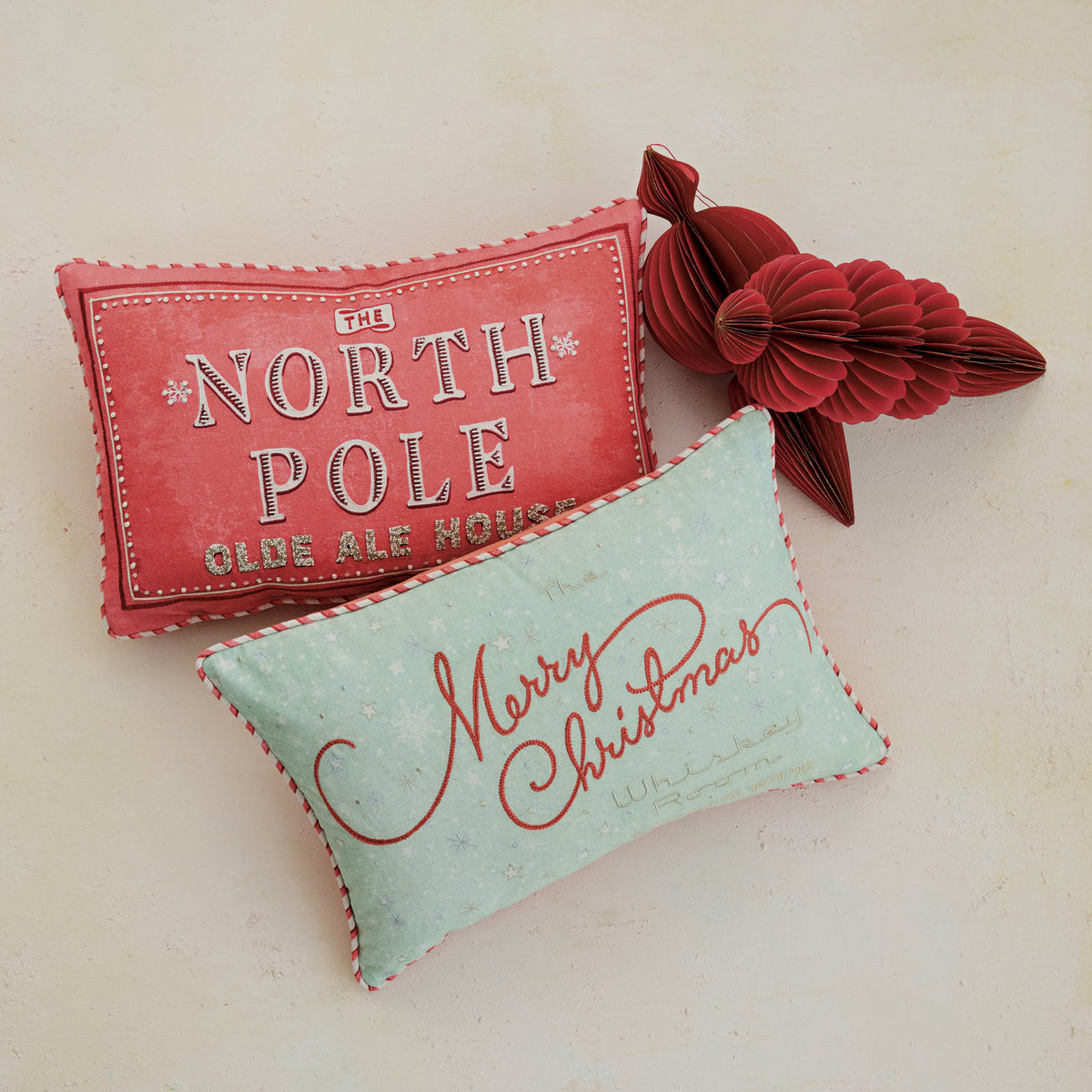 North Pole Velvet Lumbar Pillow