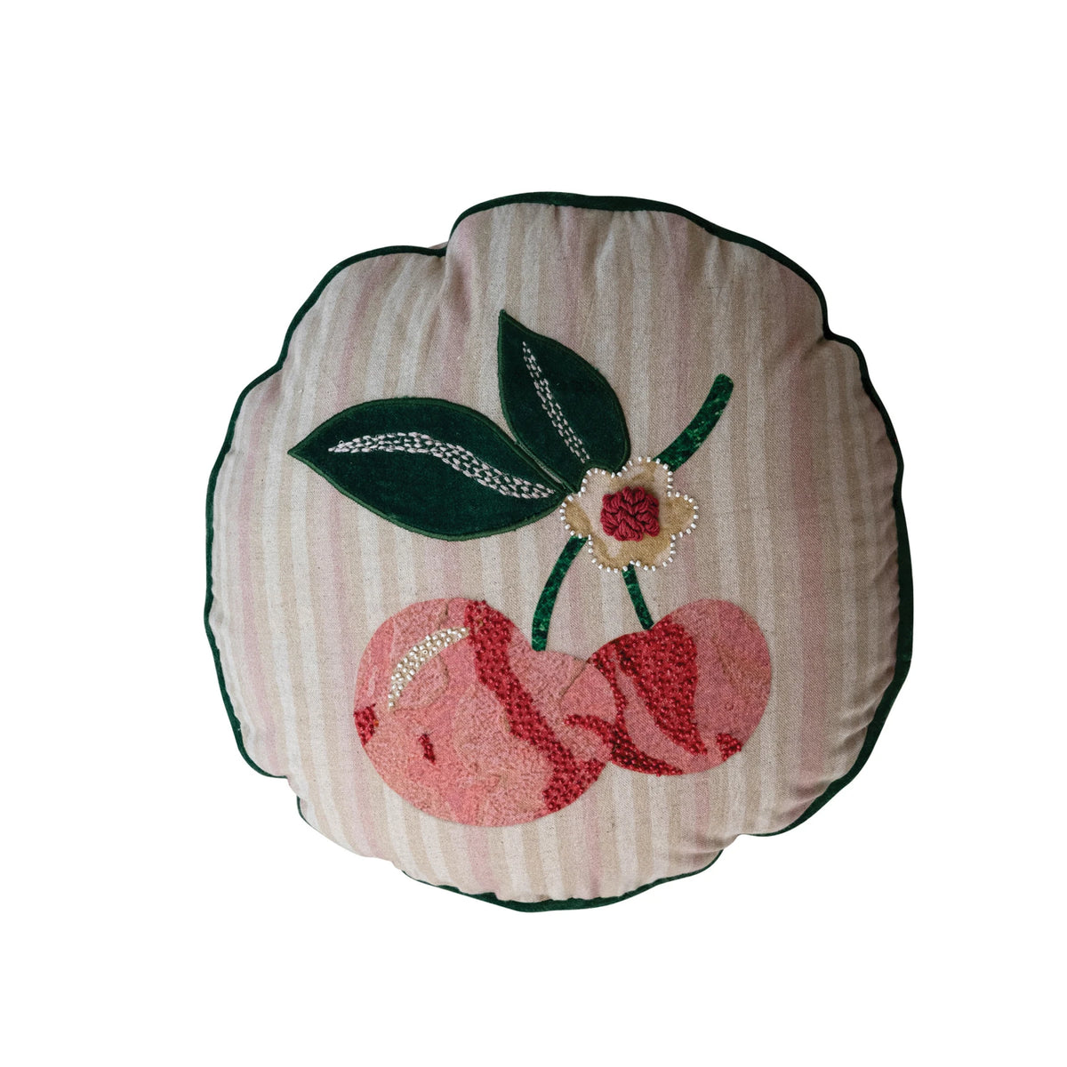 Cherry Printed Circle Pillow