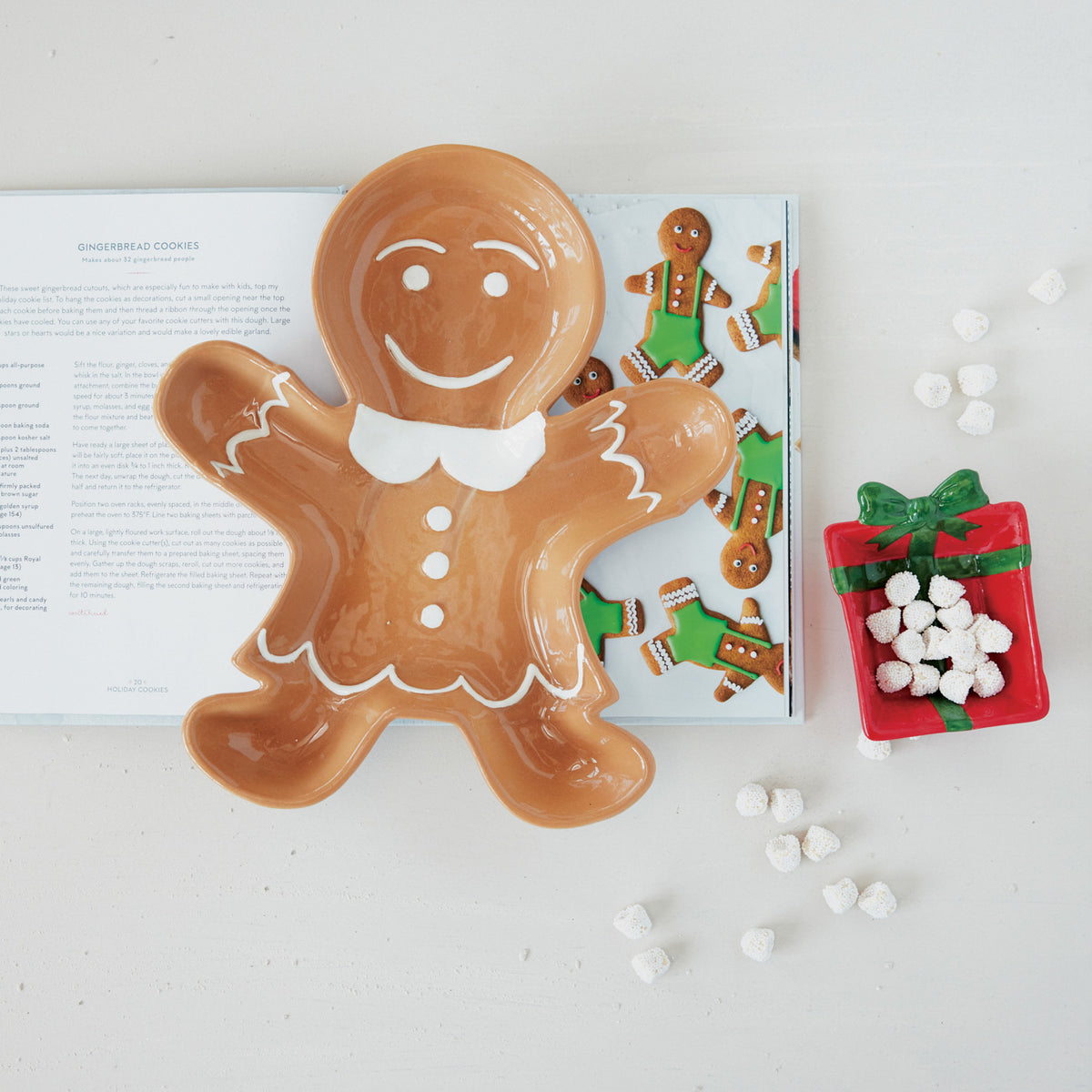 Gingerbread Shaped Plate w/ Gift Dish Set of 2