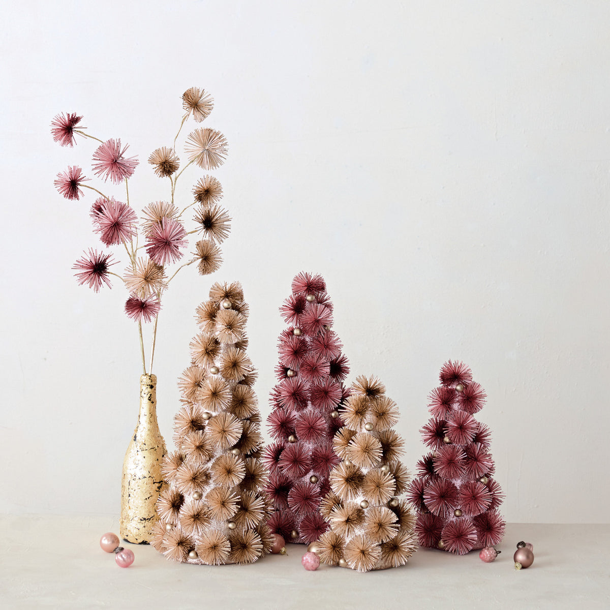 Pink Tinsel Ball Tree L
