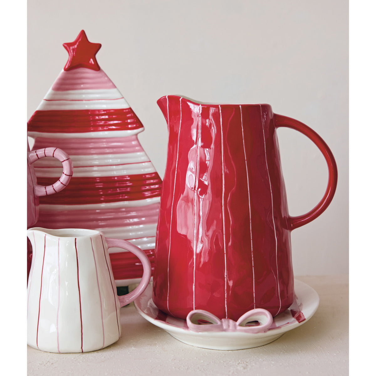 Stoneware Stripe Pitcher