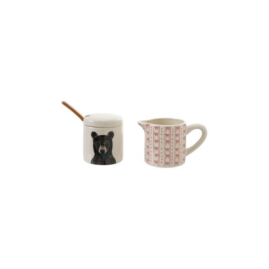 Bow Creamer & Bear Sugar Pot Set of 2