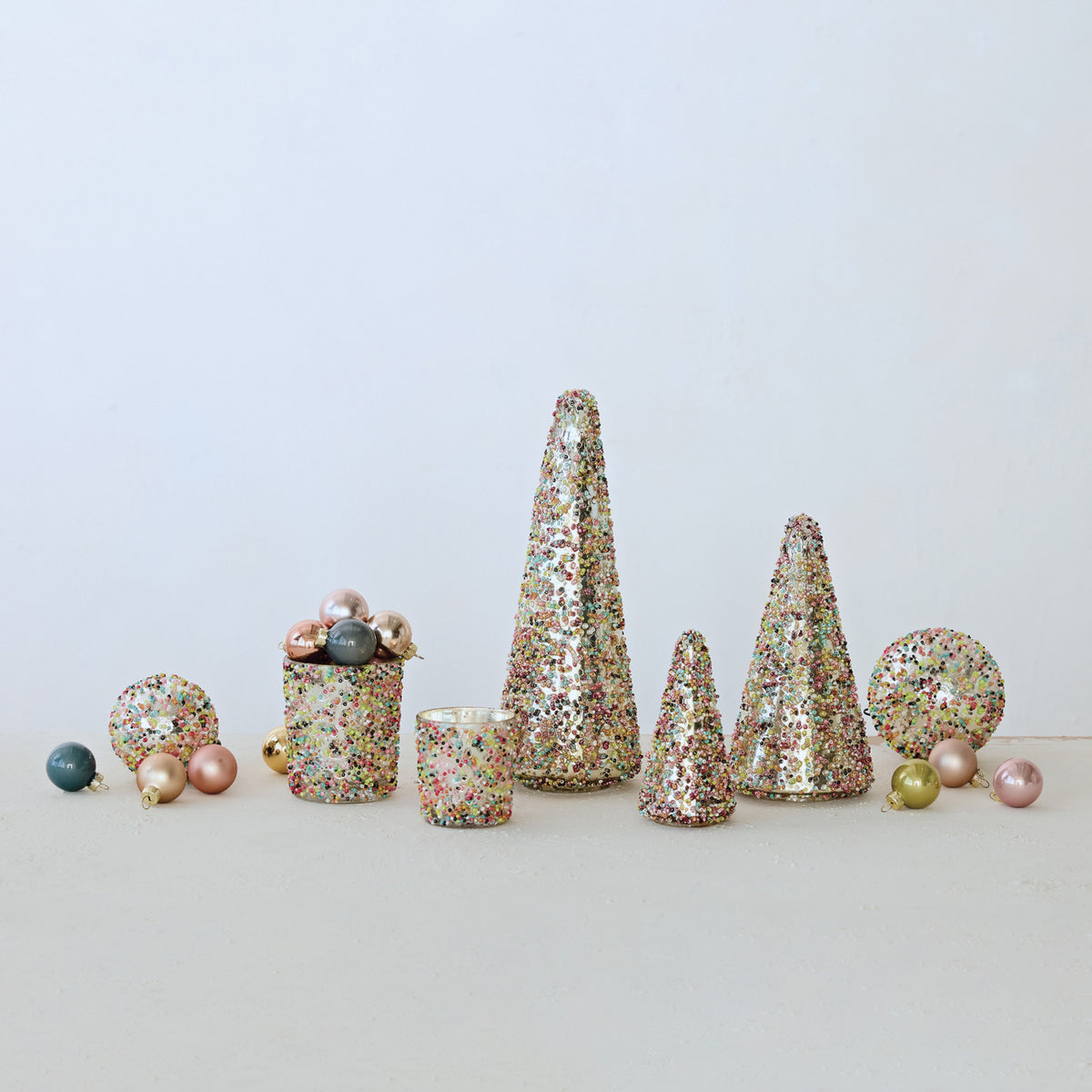 Mercury Glass Beaded Tree M