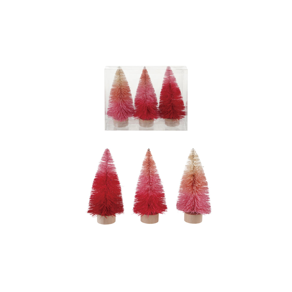 Ombre Bottle Brush Tree Set of 3