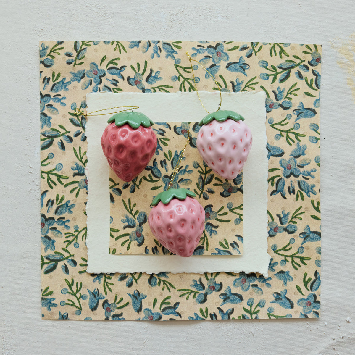 Ceramic Strawberry Ornament